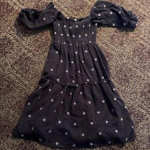 Listicle Purple Midi Dress with White Floral Pattern